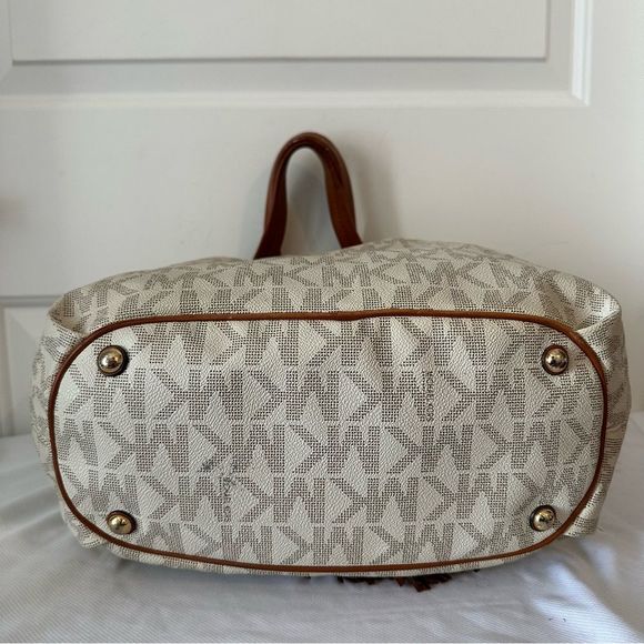 MICHAEL KORS Signature Drawstring Shoulder Bag Bedford Mercer Fulton Tote Tan - Picture 6 of 13